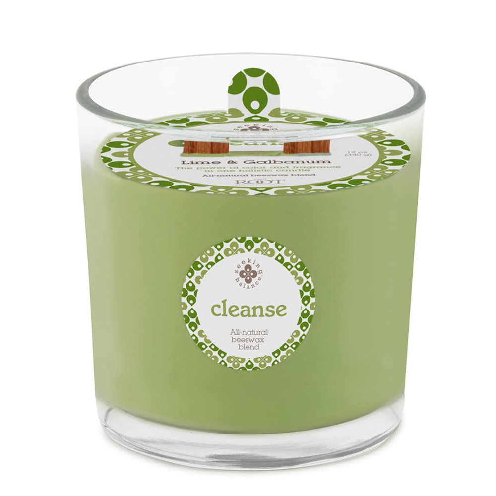 Root Candles Scented Spa Candles Seeking Balance 2-Wick Handcrafted Aromatherapy Candle, 12-Ounce, Cleanse: Lime + Galbanum