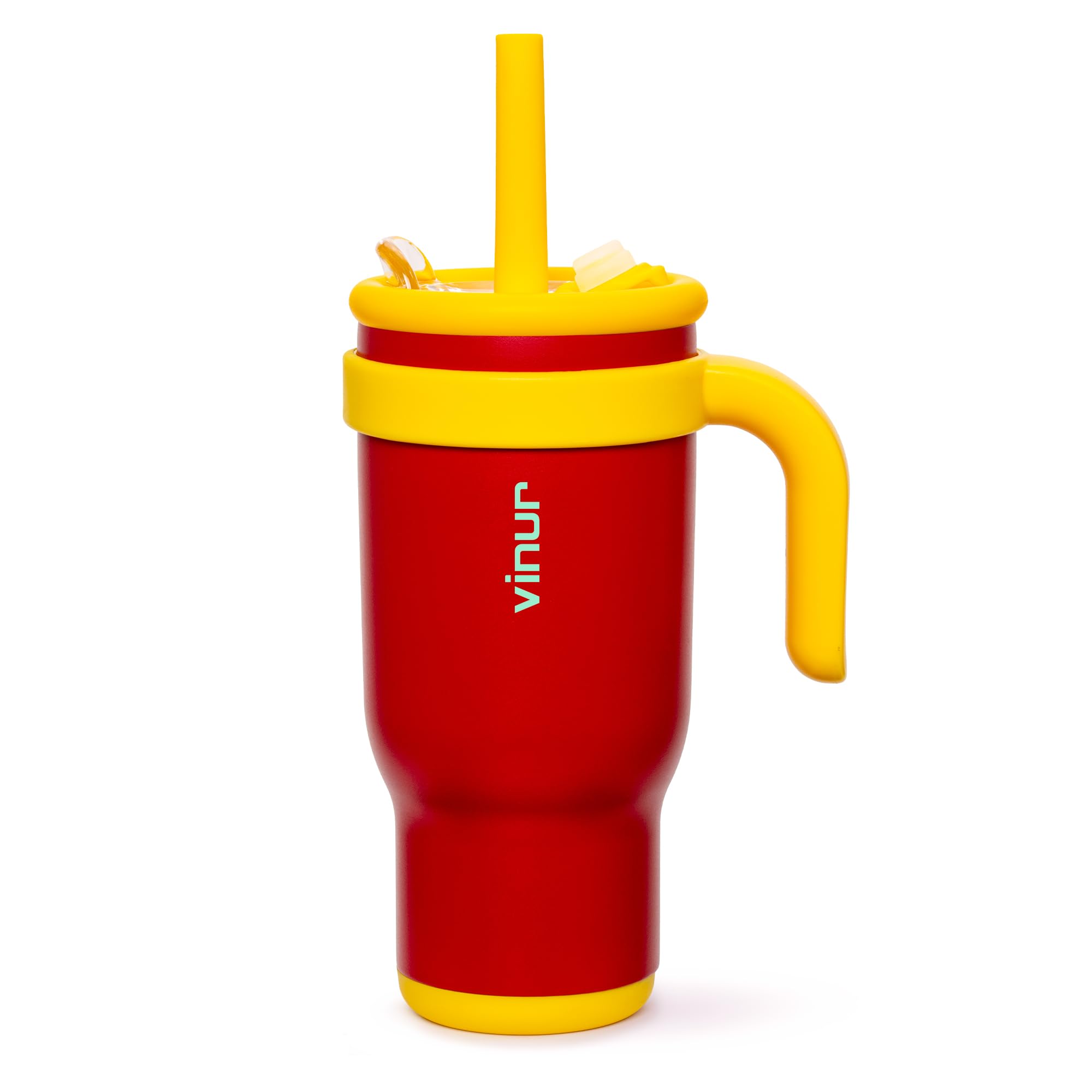 VINUR Insulated Tumbler with Handle 17 oz Stainless Steel Double Wall Vacuum Tumbler Travel Water Cup with Lid and Straw(Canyon 