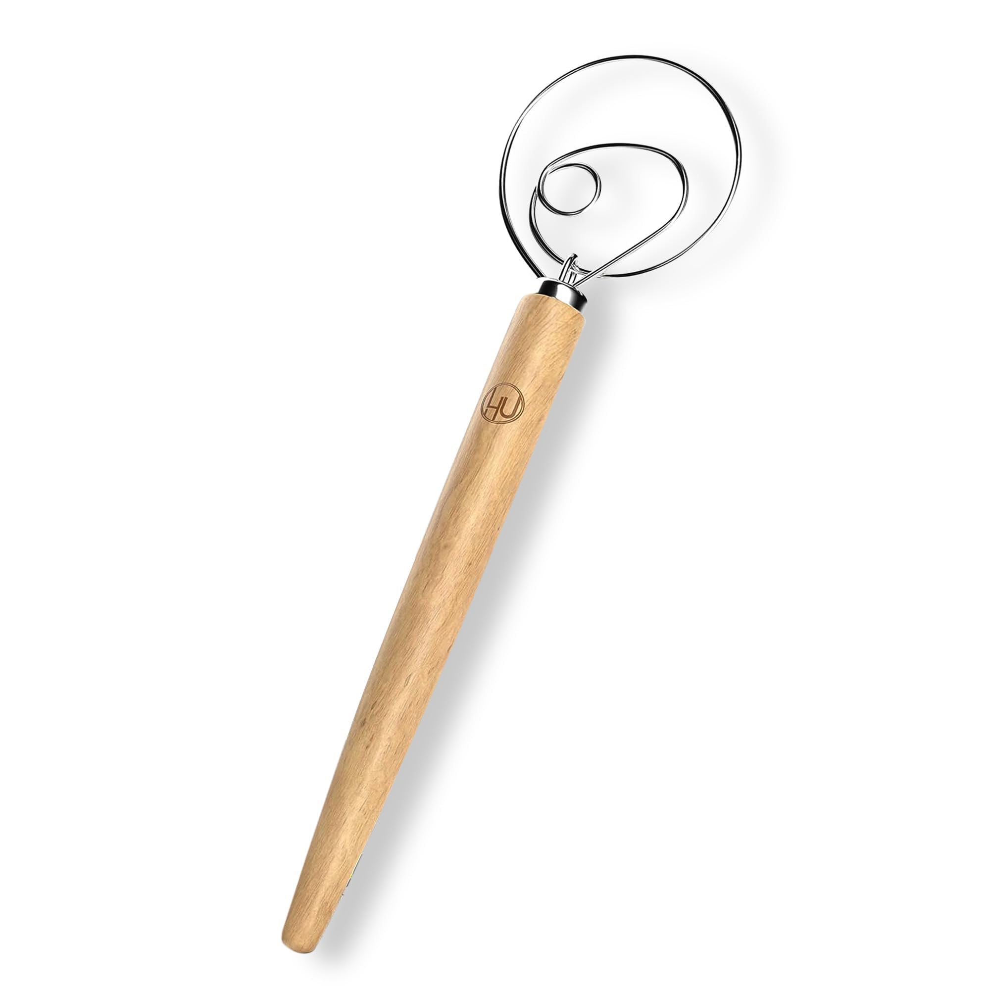 Lhu Premium Original Danish Dutch Whisk For Better Batter And Bread Dough Recipes, Stainless Steel/Beechwood, Includes Cleaning