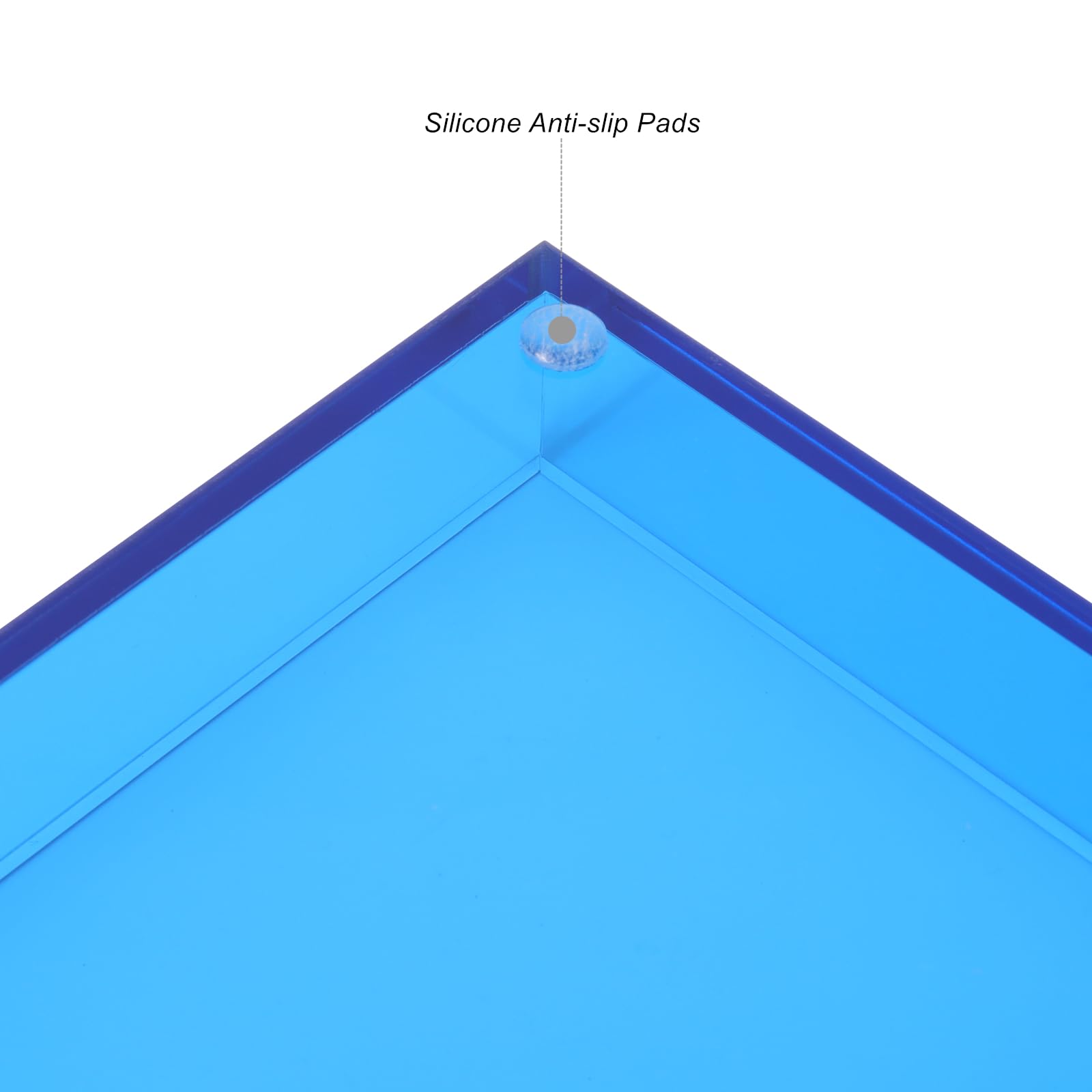 Acrylic Tray For Vanity Makeup Perfume Jewelry 12X6'' Small Decorative Tray For Bathroom Dresser Tops Candle Sink Counter, Blue