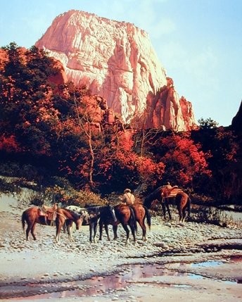 Western Cowboy Horses Bruce Cheever Mountain Wall Decor Art Print Poster (16X20)