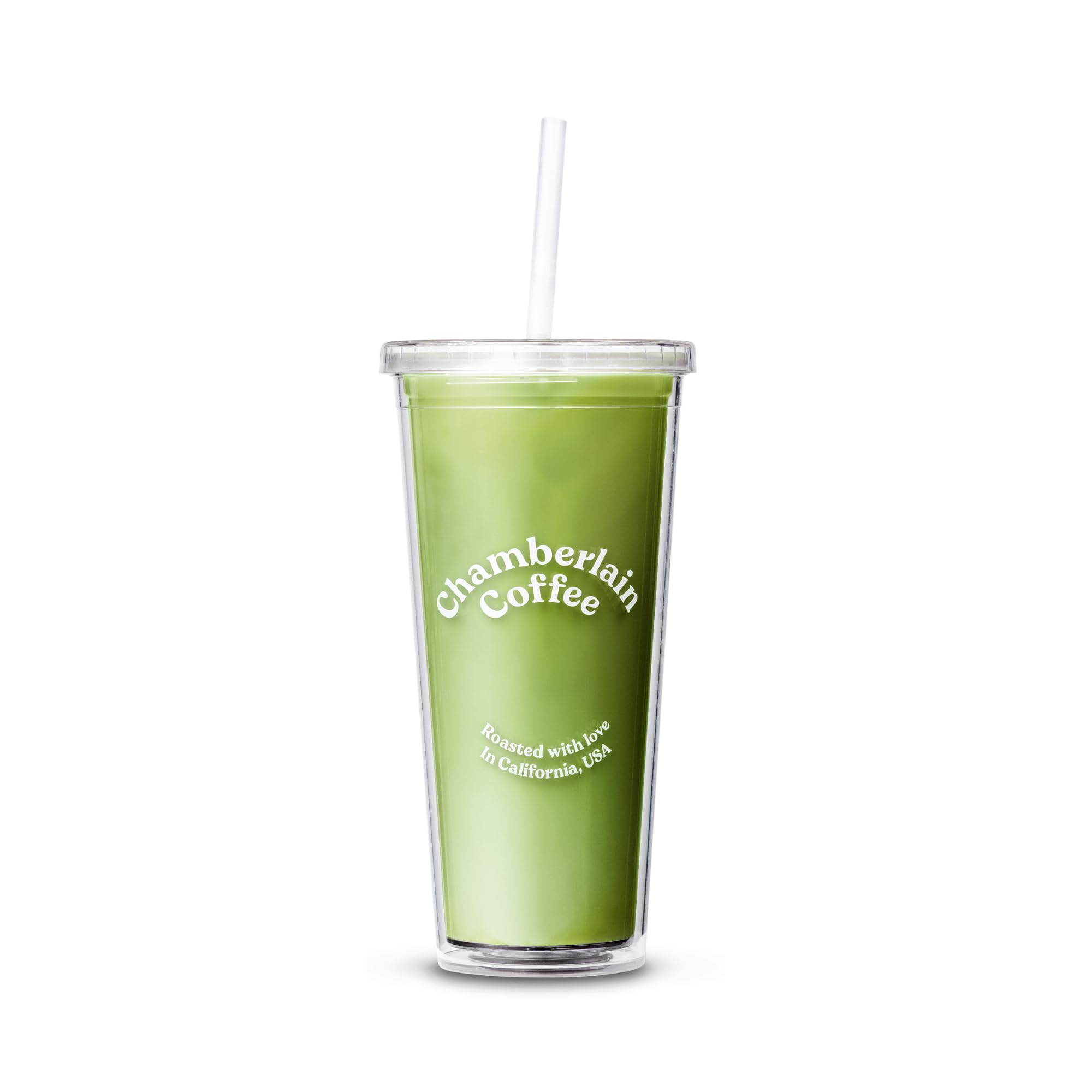 Chamberlain Coffee Tumbler - Clear Tumbler With Lid And Straw - 24 Oz Insulated Iced Coffee Cup - Double Wall Tumbler For Cold B