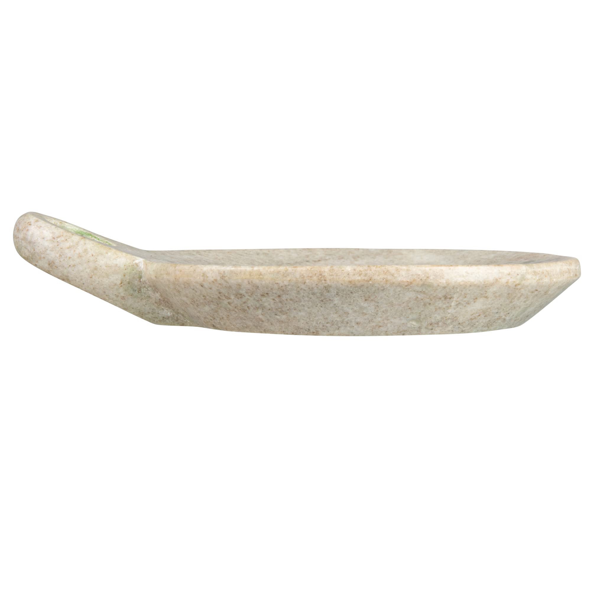 Creative Co-Op Hand-Carved Marble Handle, Beige Dish, 6''