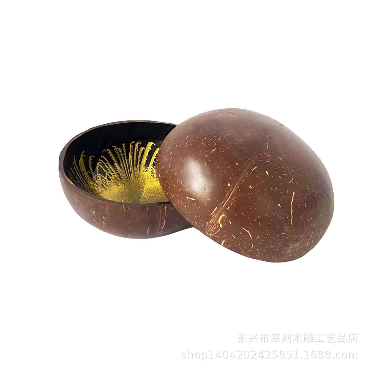 Qtmy Coconut Decorative Bowl Natural Coconut Shell Storage Bowl Coconut Serving Bowls Candy Container Nuts Holder(About 5.3 X 2.