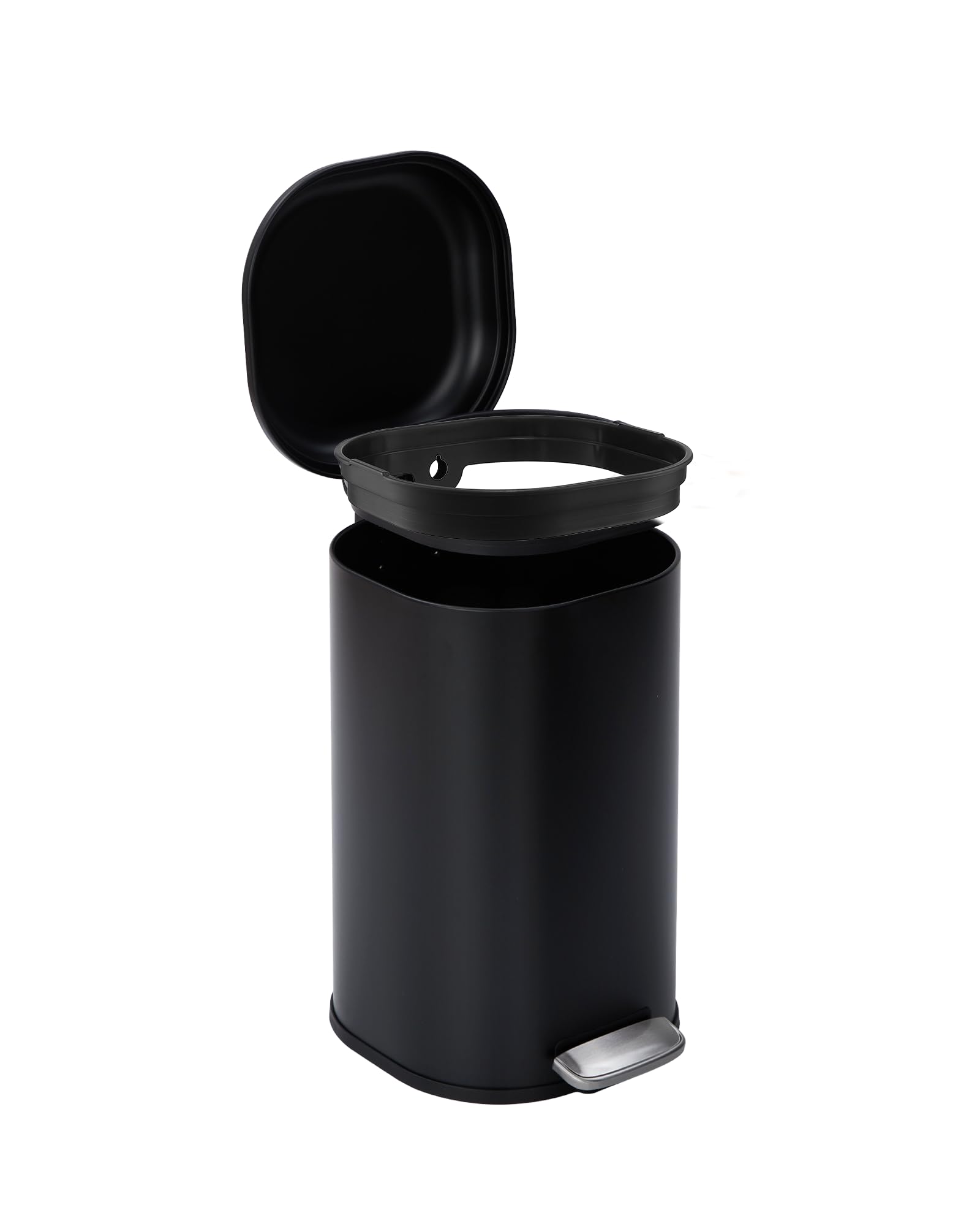 GarveeTech 8 Gallon Bathroom Step Trash Can - Stainless Steel Square Kitchen Garbage Can with Soft-Close Lid, 30L Foot Pedal Bin