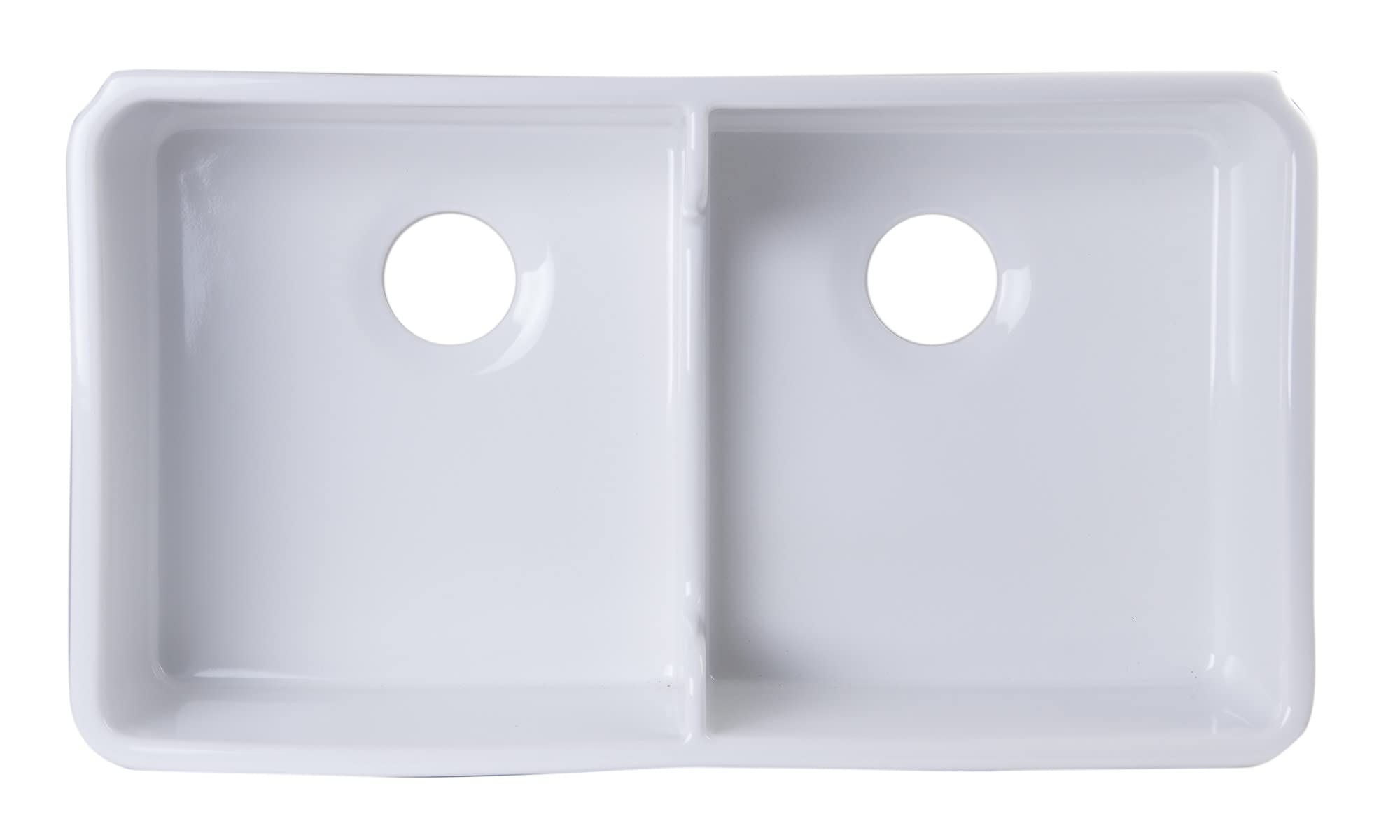 Alfi Brand Ab5123 32-Inch Short Wall Double Bowl Fireclay Farmhouse Kitchen Sink With 1 34-Inch Lip White
