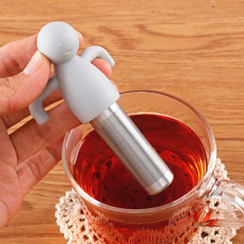 2 Pack Tea Infuser for Loose Tea Extra Fine Mesh Tea Steeper Stainless Steel Tea Strainer with Silicone Handle Cute Tea Ball for Cup Mug  Grey and Yellow
