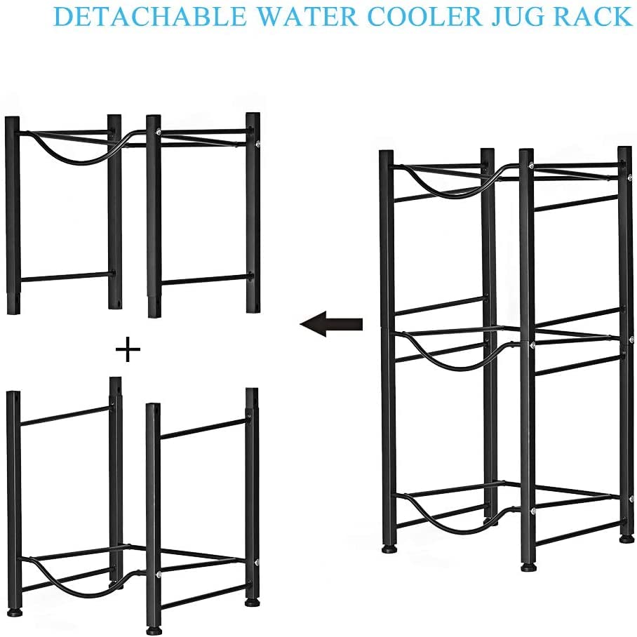 LIANTRAL Water Cooler Jug Rack  5 Gallon Water Bottle Holder Detachable Heavy Duty Water Bottle Rack 5 Gallon Water Holder Stand for Home  Office (3-tiers Black)