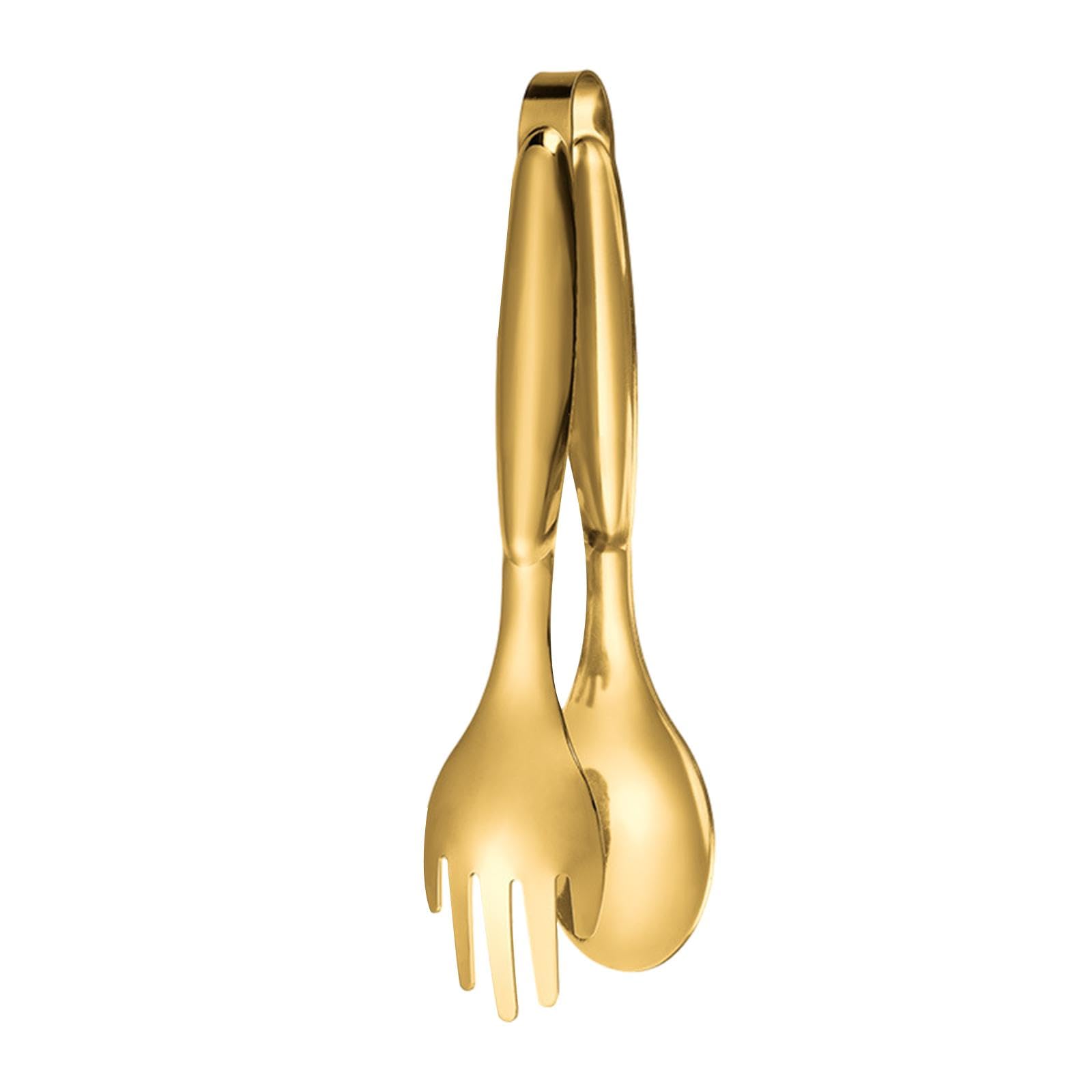 Ujeavette Stainless Steel Food Tongs Thicken Cooking Utensils For Catering Bread Party Gold
