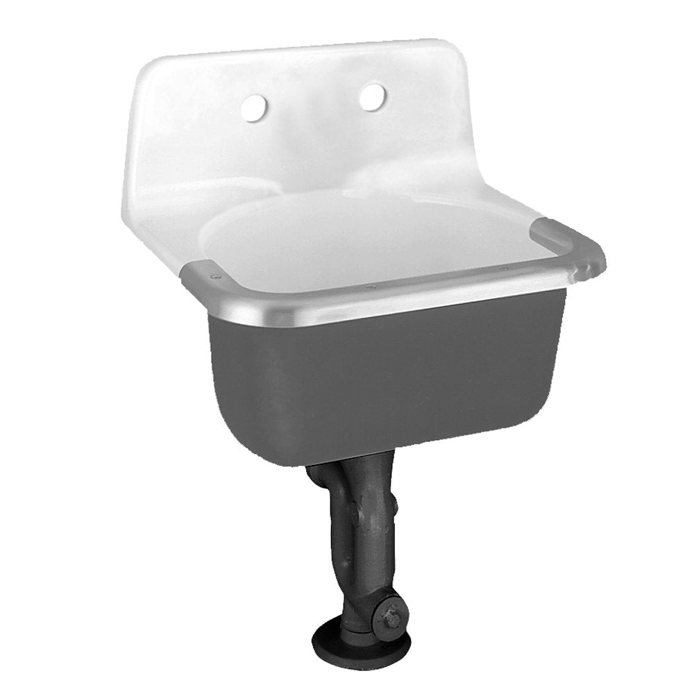 American Standard 7692.008.020 Lakewell Cast Iron Wall Mounted Service Sink with Drilled Back 2 Holes on 8-Inch Center and Rim G