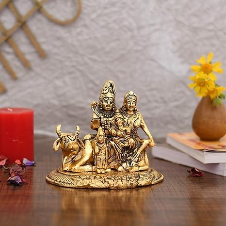 Achleshwar Handcrafted Shiva Parvati Ganesh Idol Shiv Parivar Murti Statue Sculpture - Lord Shiva Idols Family Sitting On Nandi