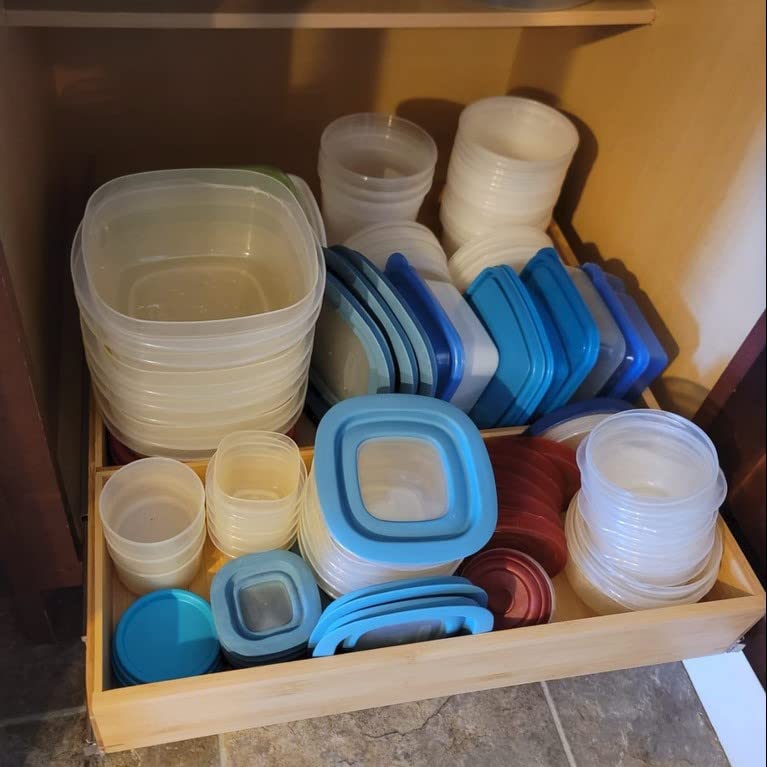 Pull Out Cabinet Drawer Organizer, Sliding Bamboo Wood Storage Rack Organization, Gliding Cupboard Shelf For Kitchen, Pantry, Sl