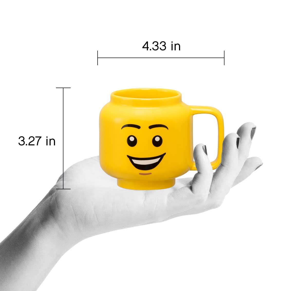 Room Copenhagen Lego Ceramic Mug, Happy Boy Face, Small, 7.6 Fl. Oz. (225 Ml)