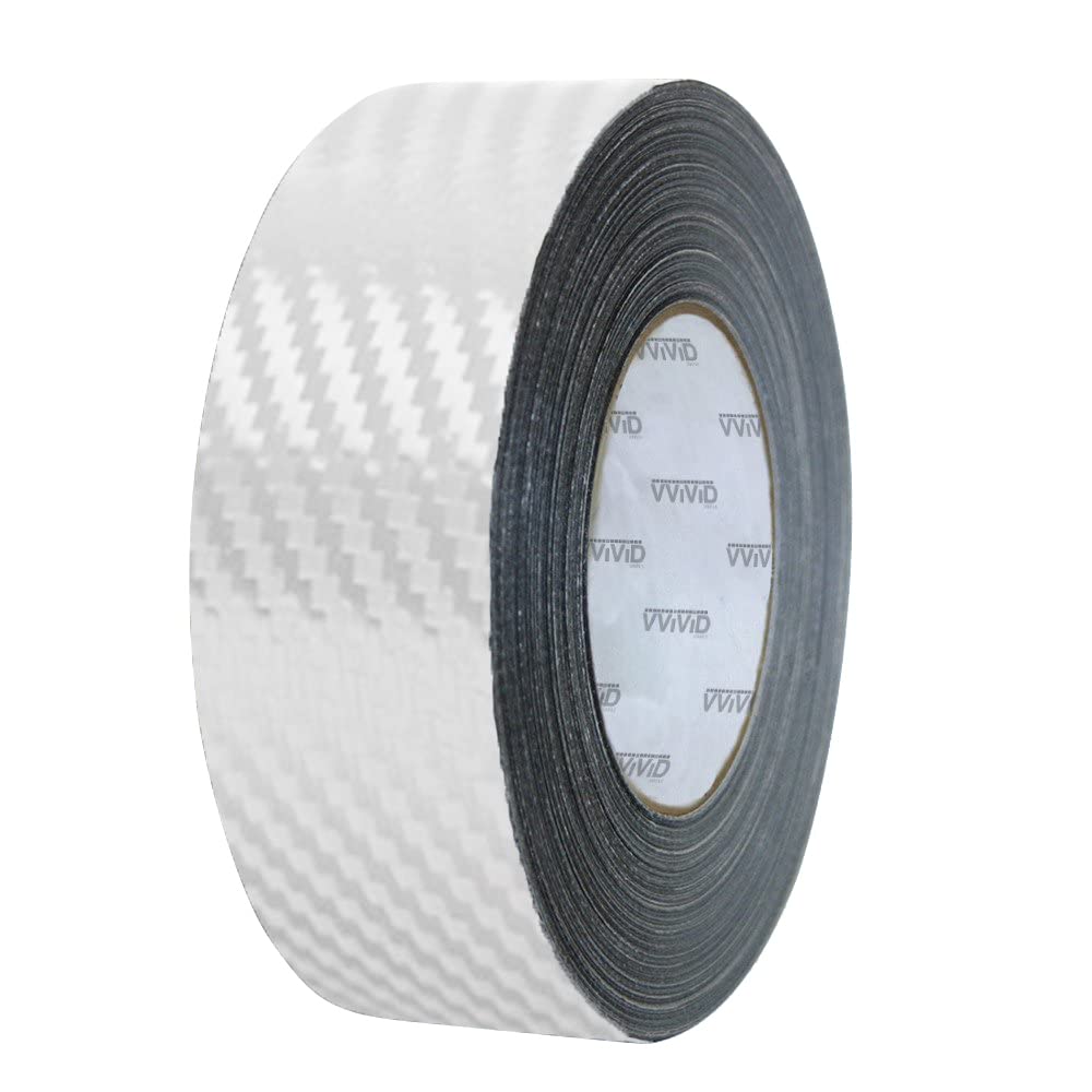 Vvivid Dry Carbon Fibre Detailing Vinyl Wrap Tape 2 Inch X 20Ft Roll Diy (White)