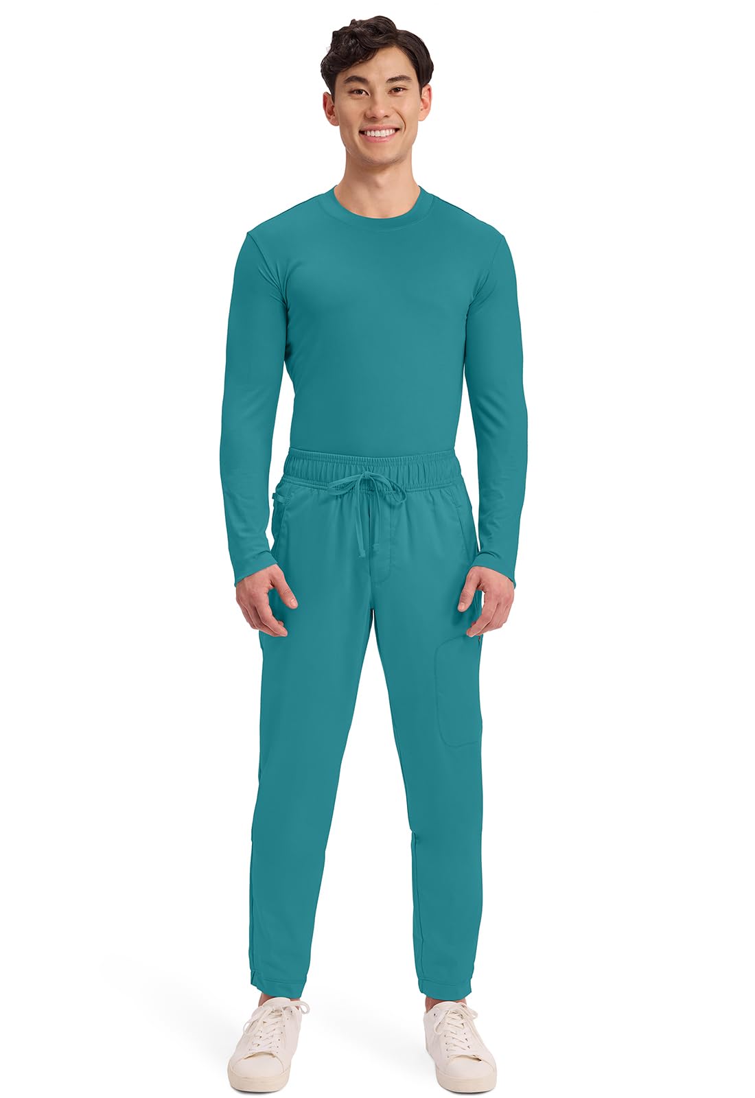 Cherokee Men Scrubs Pant Workwear Revolution Natural Rise Jogger Ww012, S, Teal Blue