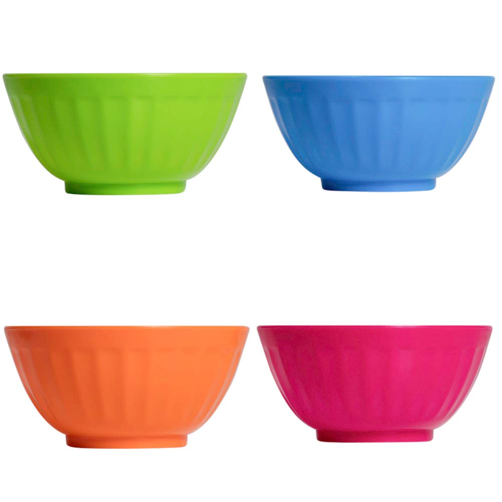 Klickpick Home 6 Inch Plastic Bowls Set Of 8-28 Ounce Large Plastic Cereal Bowls Microwave Dishwasher Safe Soup Bowls - Bpa Free