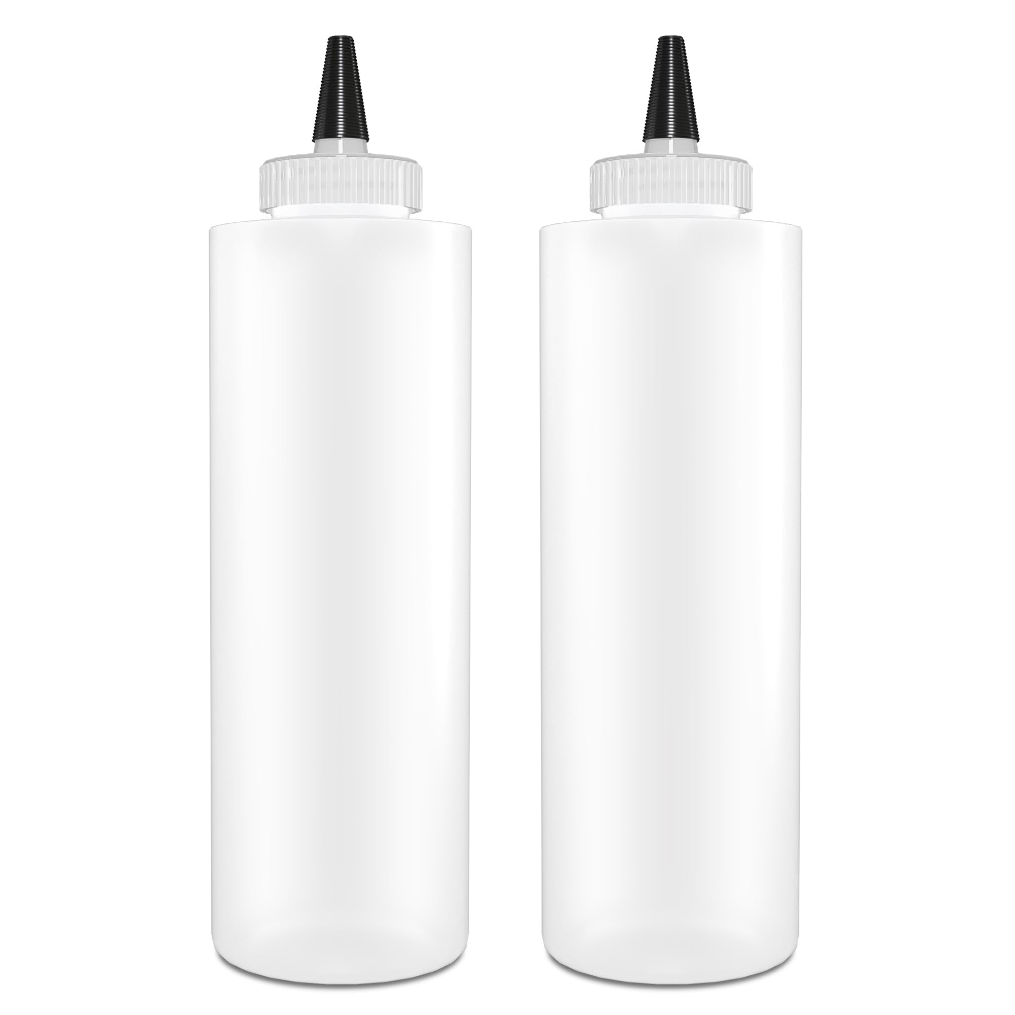 Brightfrom Condiment Squeeze Bottles 16 Oz Wide Neck, Empty Squirt Bottles - Removable Top-Cap, Leak Proof For Ketchup, Mustard,