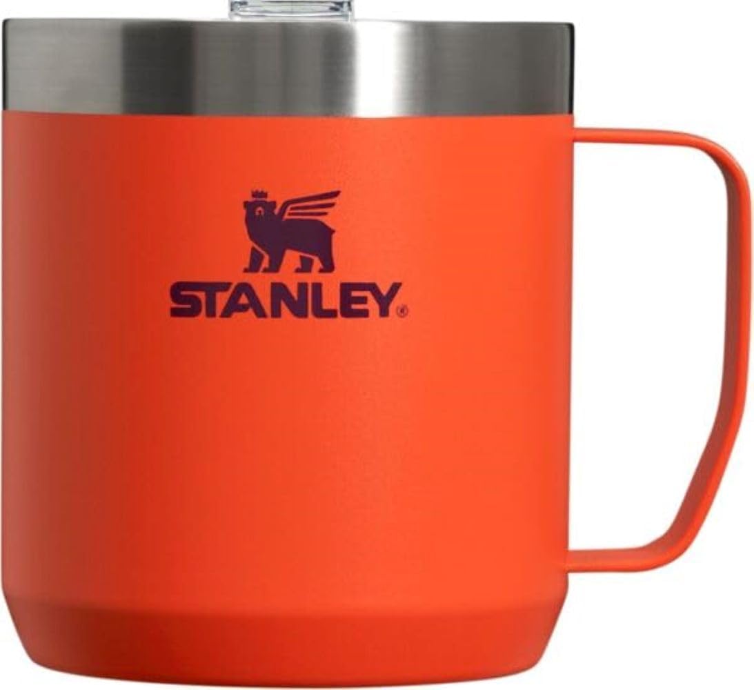 Stanley Stay Hot Camp Mug - Durable 18/8 Stainless Steel Insulated Mug - Splash-Free Tritan Drink-Thru Lid - 12 Oz - Tigerlily P