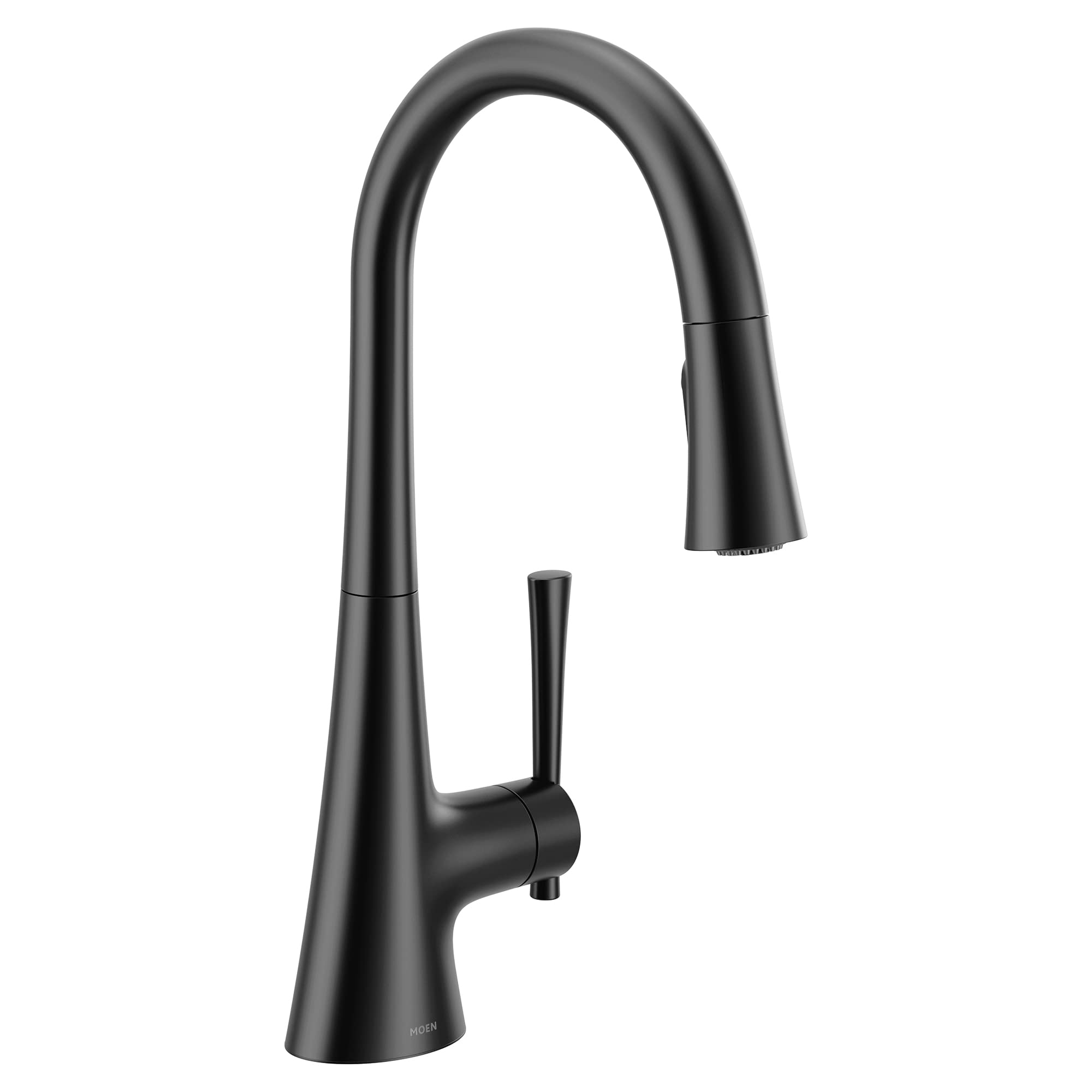Moen 9126BL Kurv Collection One-Handle Pulldown Kitchen Faucet Featuring Power Boost and Reflex, Matte Black