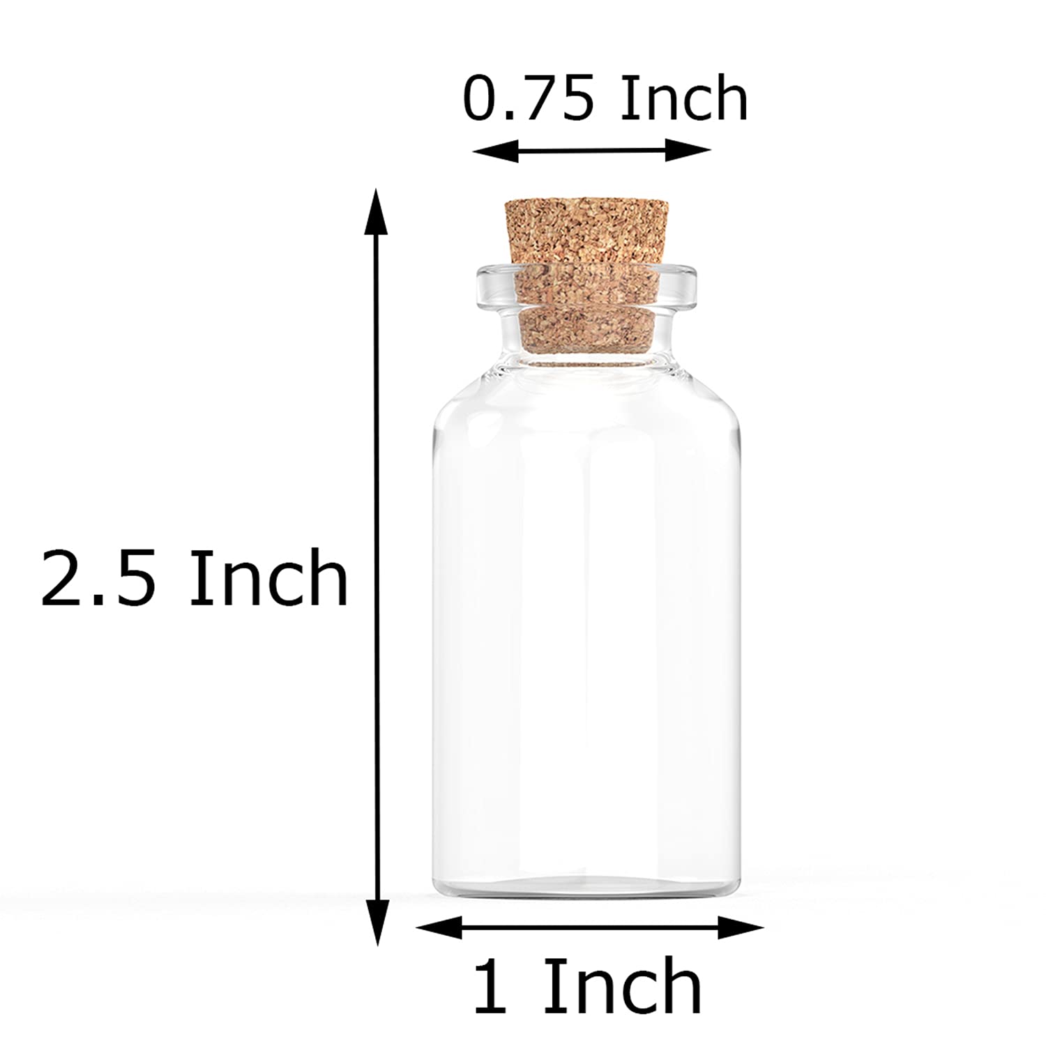 Axe Sickle 72 Pcs 20 mL Cork Stopper Glass Bottles 1 Ounce DIY Decoration Mini Wishing Glass Bottles for Potion, Party Favors, W