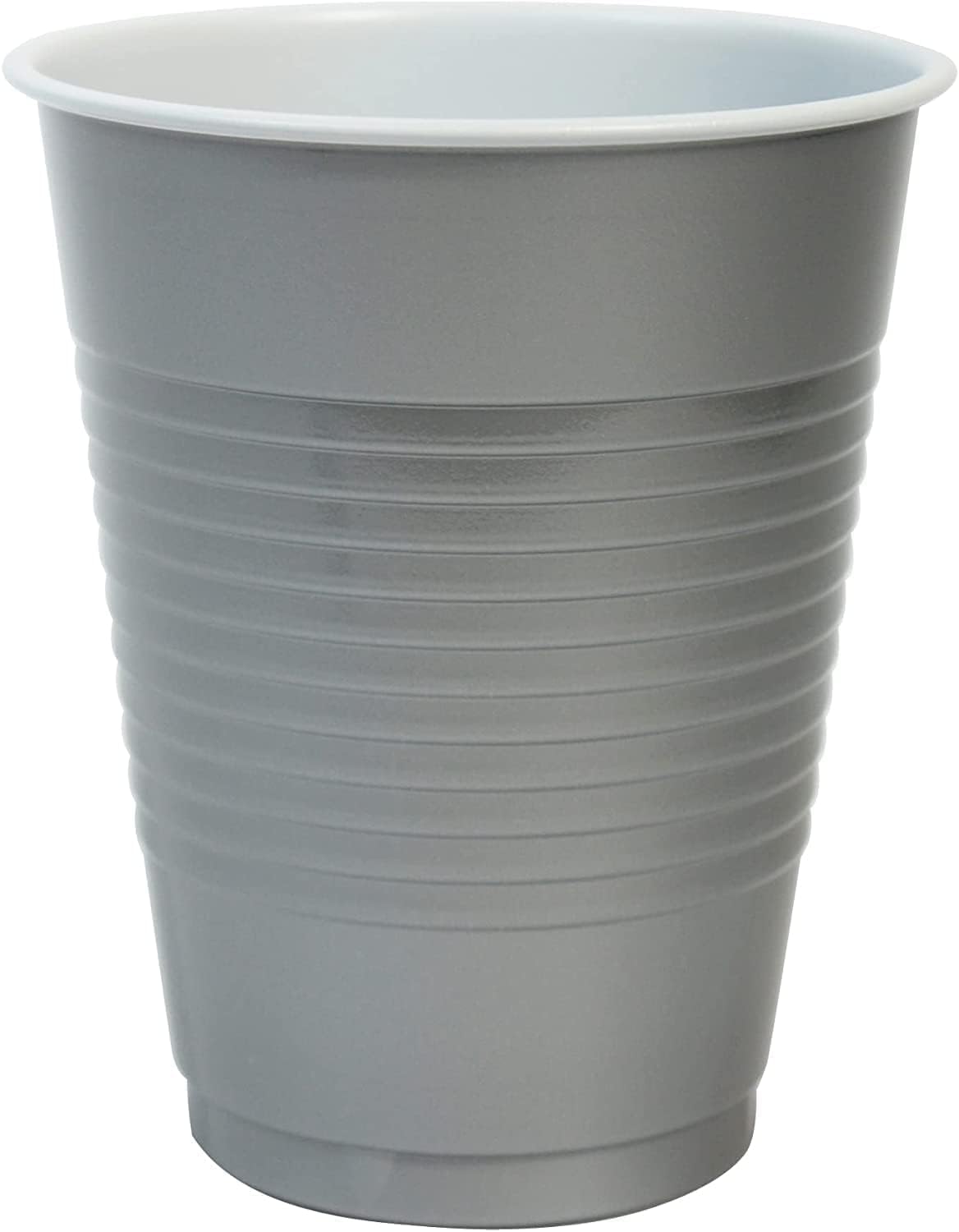 Silver Solid Color Premium Heavy Weight Plastic Cup (18 Oz.) 50 Count - Elegant & Durable, Perfect For Parties, Weddings & Every