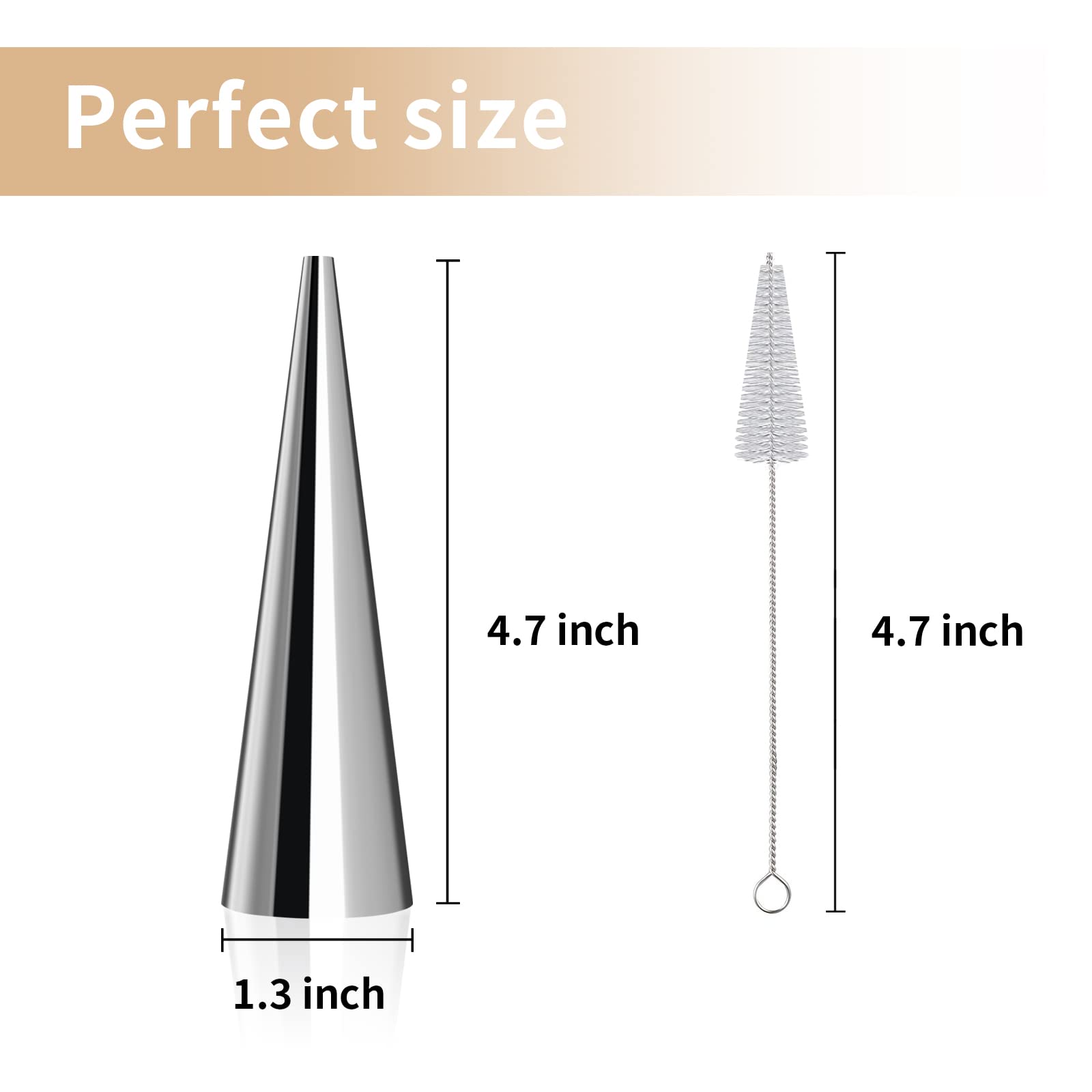 Tinfol 20 Pack 4.7Inch Cream Horn Molds, Baking Cones Cream Horn Forms, Stainless Steel Cannoli Tubes Ice Cream Mold, Standing C