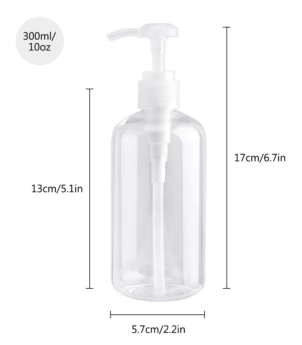 Driew Pump Bottlesclear, Dispenser 10Oz Shampoo Bottlespump Containers Pack Of 2