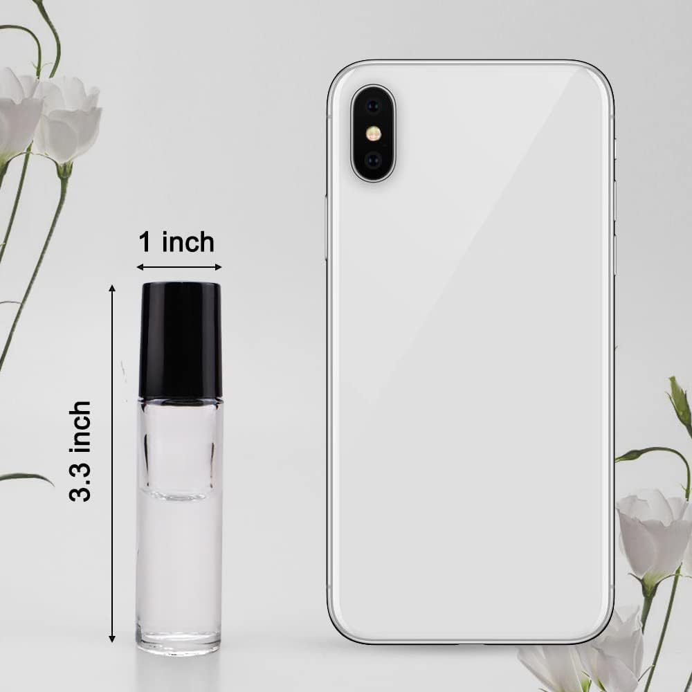Sungwoo 6 Pack Essential Oil Roller Bottles, 10Ml Amber Glass Roller Bottles With Stainless Steel Roller Balls And Caps For Trav