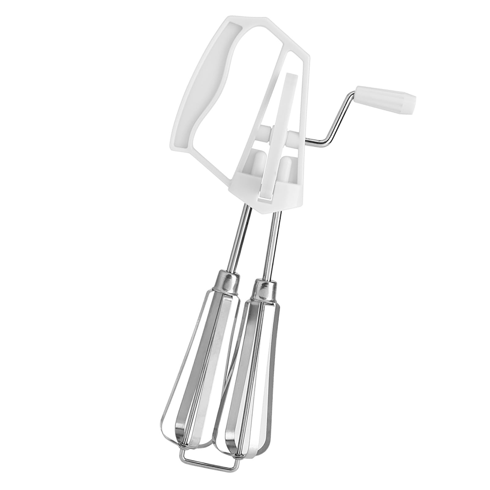Gloglow Stainless Steel Rotary Hand Whip Whisk Egg Beater Mixer Cooking Tool Kitchen, White