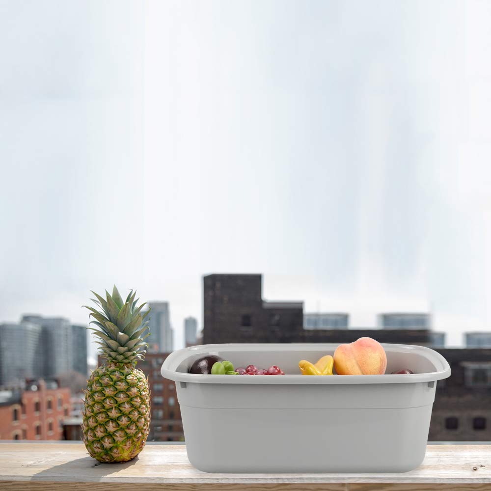 Fiazony 14-Quart Gray Plastic Wash Tub/Dish Pan Basin, Set Of 4