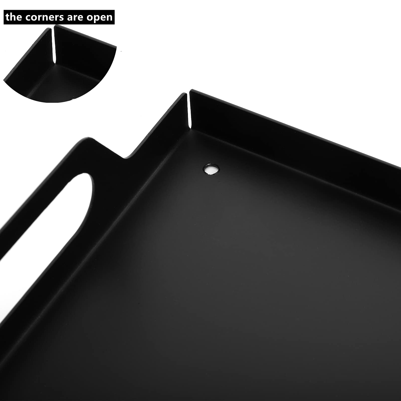 Peohud 2 Pack Black Metal Serving Tray, Decorative Coffee Table Tray With Handles, Vanity Platter Breakfast Tray For Eating, Sto