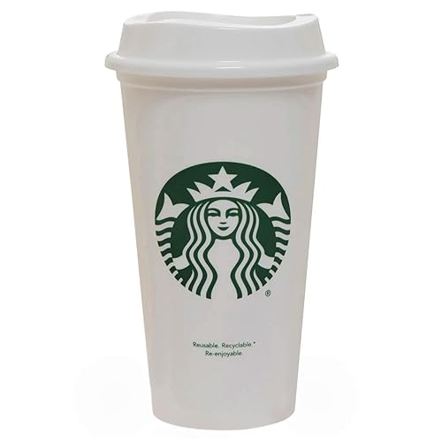 Starbucks White Reusable Travel Mug/Cup/Tumbler Grande Medium  16oz 473ml