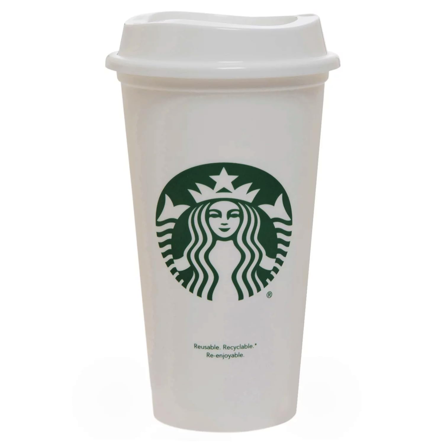 Starbucks White Reusable Travel Mug/Cup/Tumbler Grande Medium, 16Oz 473Ml