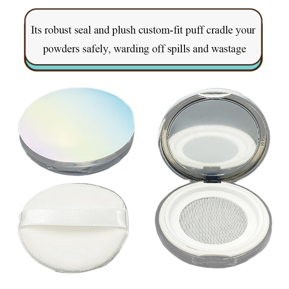 Hahiyo Empty Travel Powder Container Small Loose Powder Compact Case Makeup Cosmetic Jar Refillable Powder Box No Leak Powder Ho