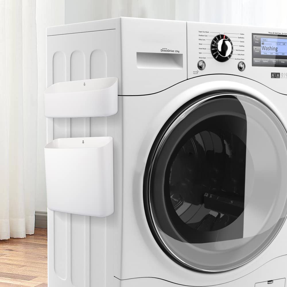 Picowe Magnetic Laundry Storage, 2 Pack Lint Holder Bin For Laundry Room, Space-Saving Trash Container Hanging On Dryer, Washer