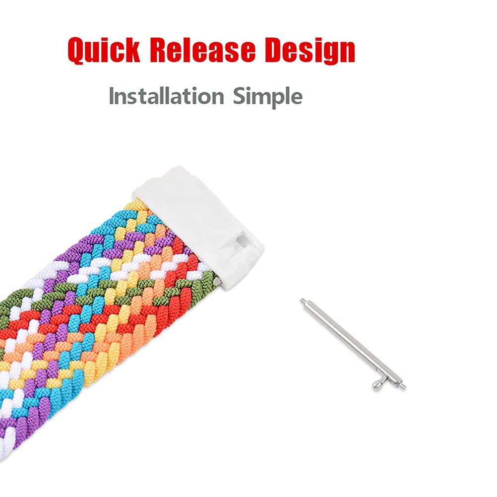 Stretch Braided Nylon Band For Samsung Galaxy Watch 3 45Mmgear S3 Classicfrontier46Mm, Soft Elastics Solo Loop Strap For Huawei