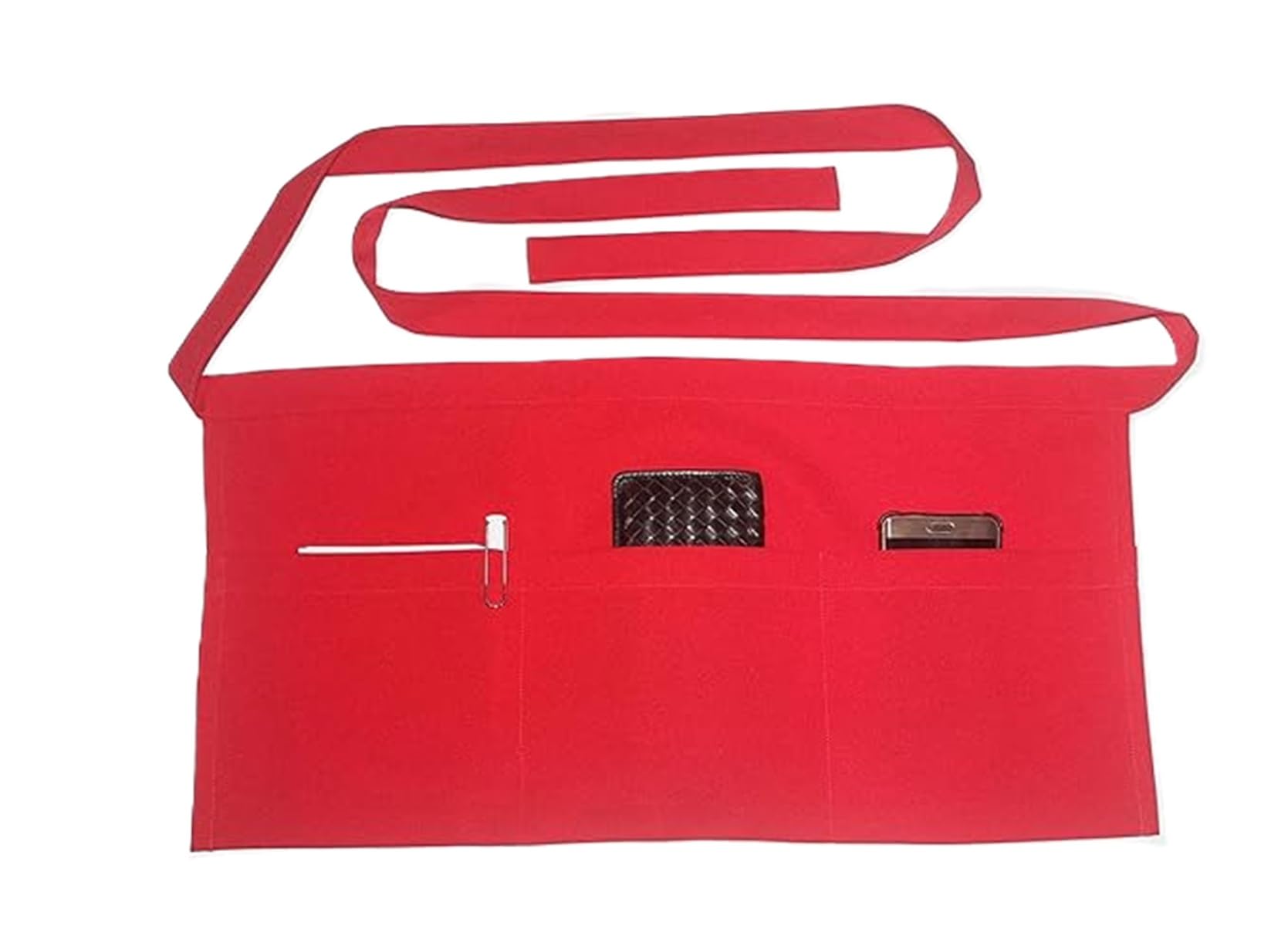 Fqzilon Waist Apron Cotton Half Apron Kitchen Apron For Waiters & Waitress...Pack Of 1 Red Colour