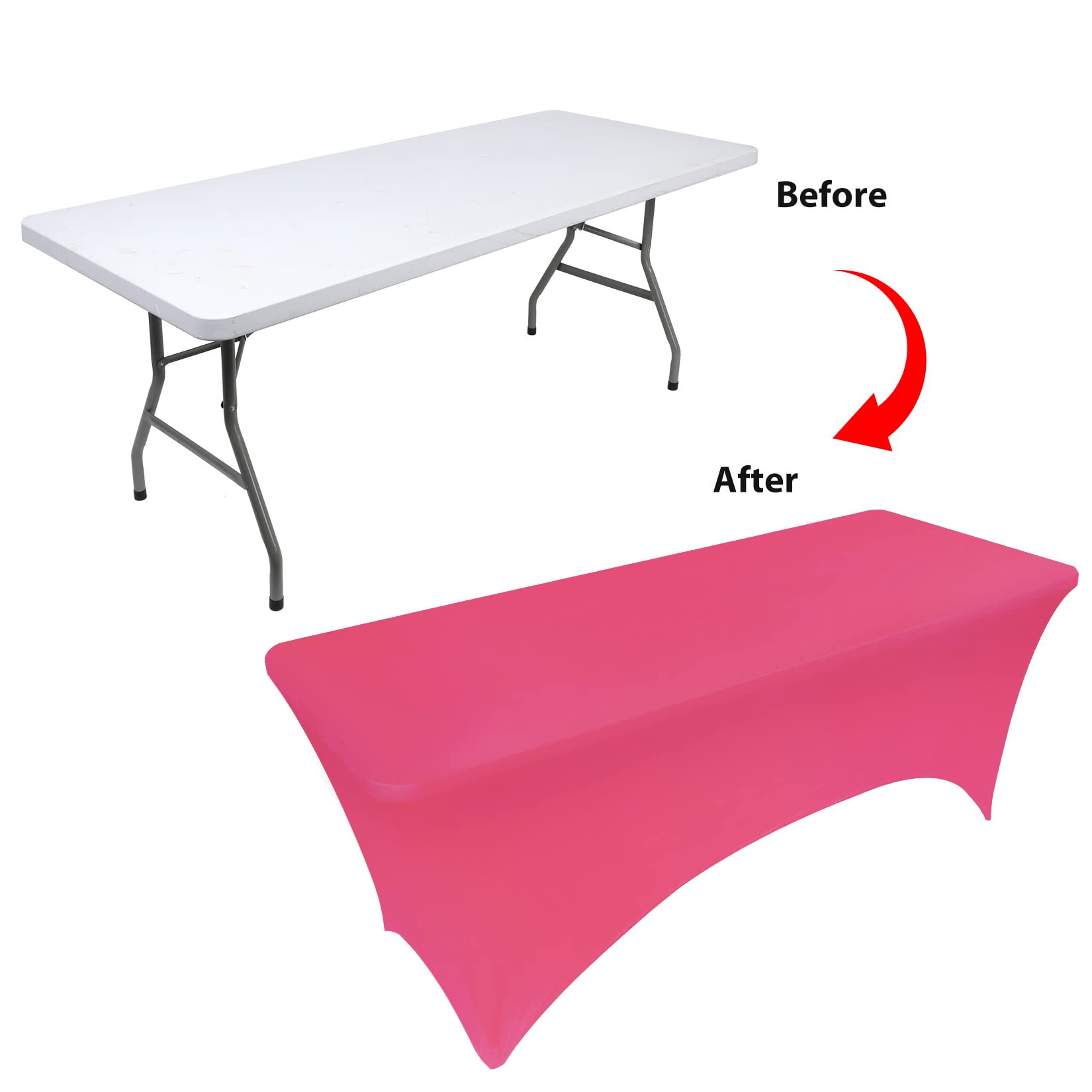 Bddc Table Covers For 8 Foot Tables, Fuchsia Washable And Wrinkle Resistant Stretch Tablecloths Rectangle 8Ft For Events, Weddin