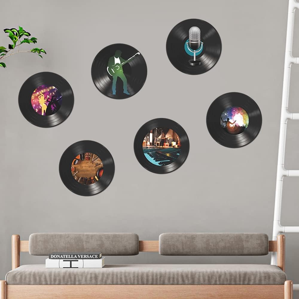 Wrtmyr 6 Pack Blank Vinyl Records Decor, 11'' Wall Collage Kit Aesthetic Pictures, Cd Album Cover Posters Bedroom Decor For Teen