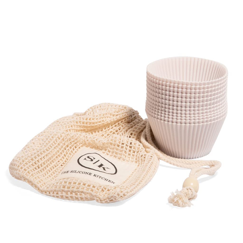 The Silicone Kitchen Reusable Silicone Baking Cups - Designer White, Non-Toxic, Bpa Free, Dishwasher Safe (Pack Of 12, Jumbo)