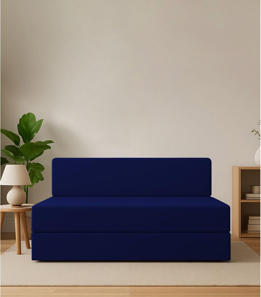 Adorn India Easy Decent 3 Seater Sofa Cum Bed 5X6 (Blue)