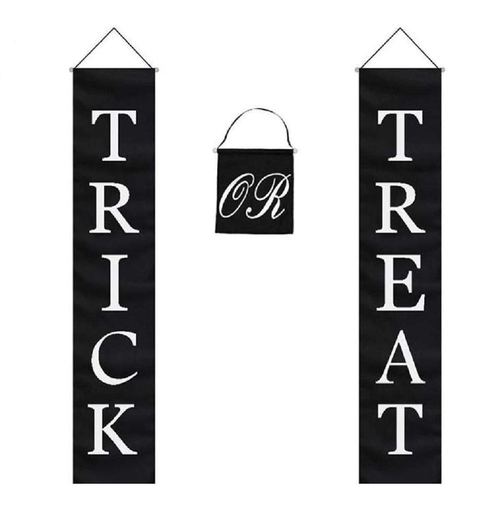 Trick or Treat Halloween Banner 3-Pc Set Home or Office Decor Ready To Hang