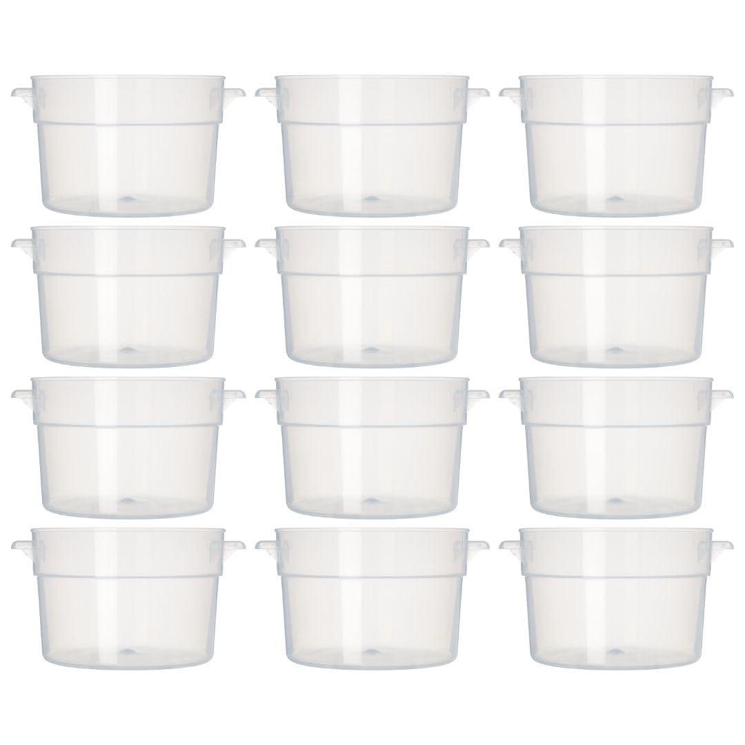 Carlisle Foodservice Products Bain Marie Round Food Container Storage Container For Kitchen, Restaurants, Home, Plastic, 2 Quart