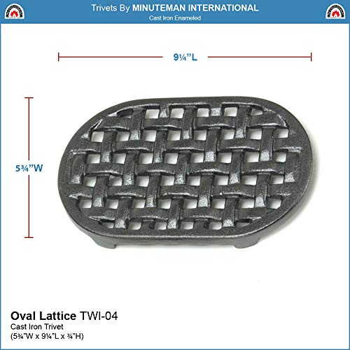 Minuteman International Cast Iron Oval Lattice Trivet Black