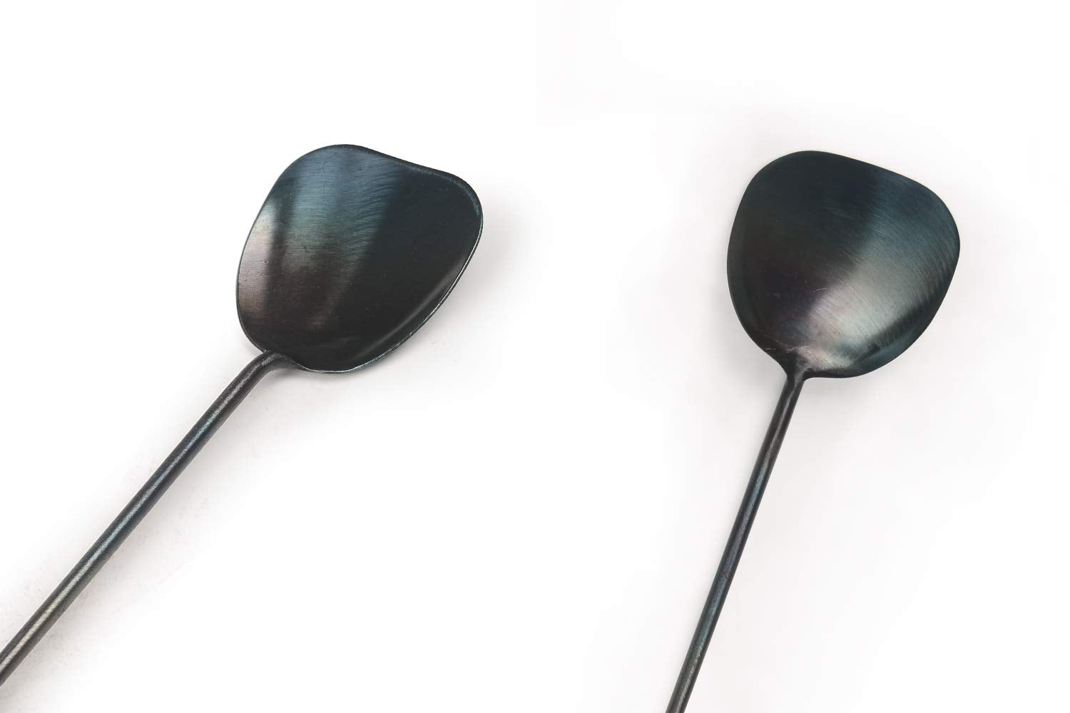 Zhensanhuan Chinese Traditional Handmade Iron Spatula & Ladle Wok Tool Set,Long Wok Utensils (Ladle And Spatula Set)