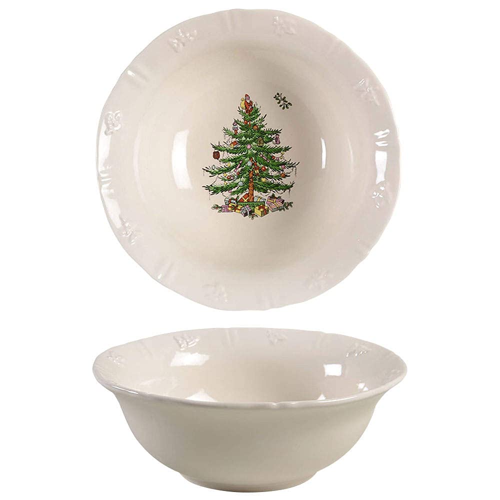 Spode Christmas Tree Embossed 8 Inch Deep Serving Bowl