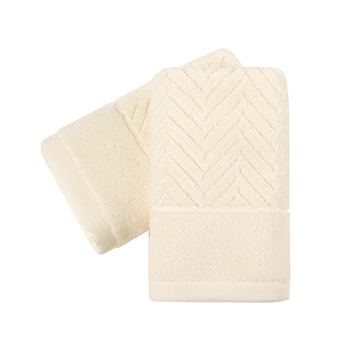 Yiluomo Beige Hand Towel Set Of 2 100% Cotton Ultra Soft Highly Absorbent Striped Pattern Decorative Hand Towel For Bathroom 13'