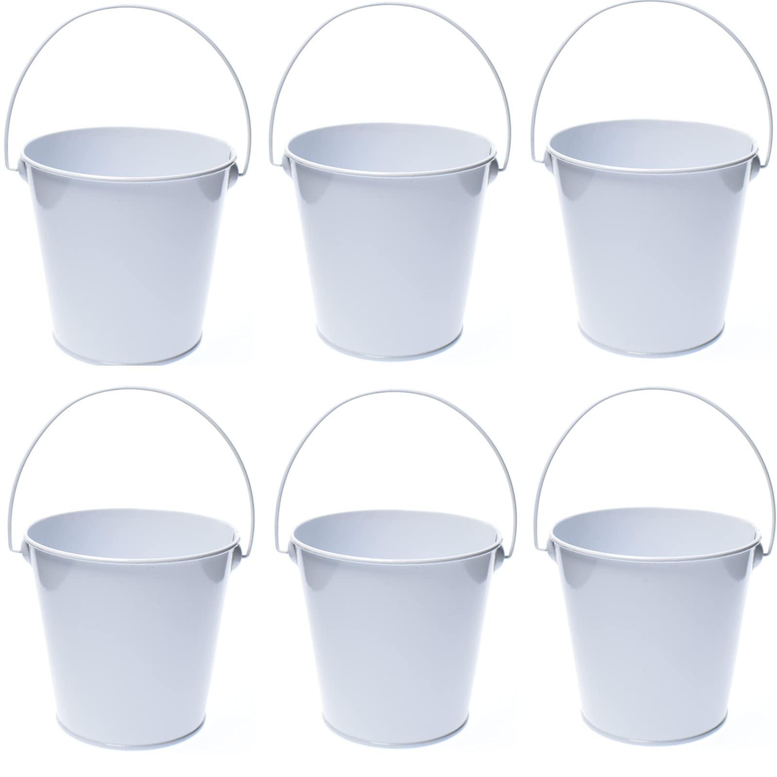 Takma Small Metal Buckets With Handle - 6 Pack 4.3 Inch Colored Galvanized Bucket For Kids,Classroom,Crafts,And Party Favors (4.
