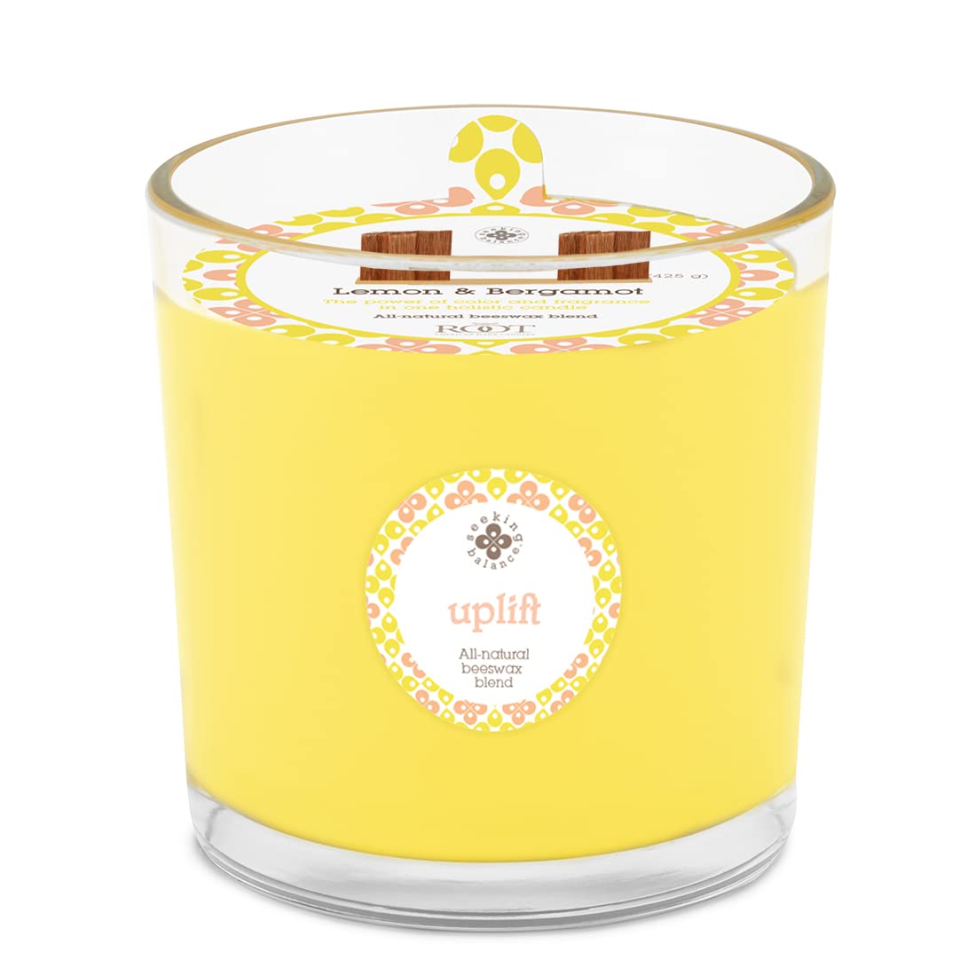 Root Candles Seeking Balance Wood Wick Spa Candle Aromatherapy Candles, 12-Ounce, Uplift: Lemon & Bergamot