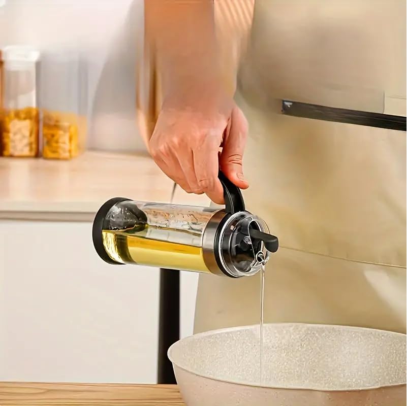 Mforall Oil Bottle Pour Spouts Auto Open Automatic Opening And Closing Oil Bottle Leak-Proof Olive Oil Storage Bottle Vinegar Di